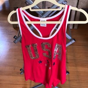 Cute VS USA cross back tee barley worn